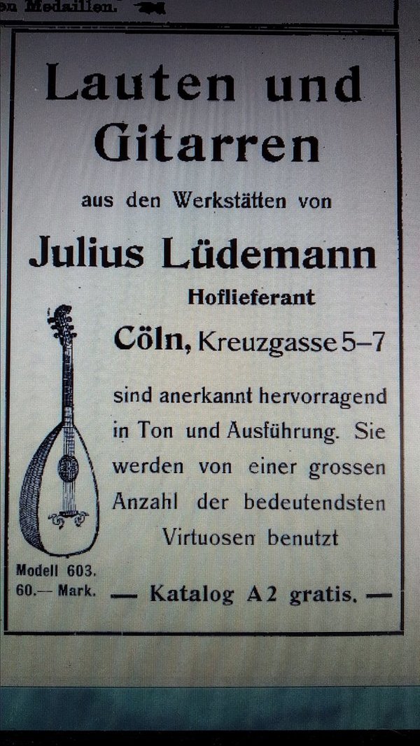 Gitarrenlaute "Jul. Lüdemann Hoflieferant Cöln"